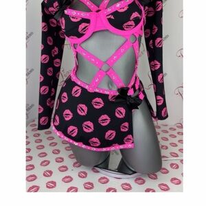 Pink Lips Costume Black & Hot Pink Lip Print